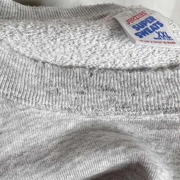 Vintage 90s Jerzees Scotland Embroidered Sweatshirt Gray Bagpipe Men's XXL Euro - Picture 5 of 10